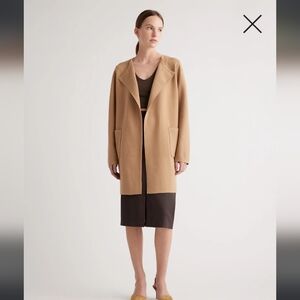 Quince Camel Wool-Blend Open Front Coat